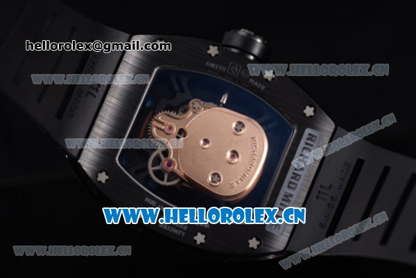 Richard Mille RM052 Miyota 9015 Automatic PVD Case with Skull Dial Dot Markers and Black Rubber Strap - Click Image to Close